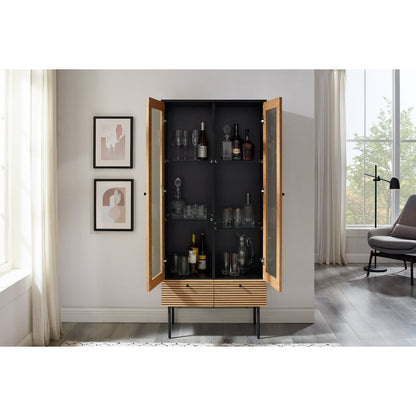Vitrinekast 79x43x179 cm eikenfineer metaal