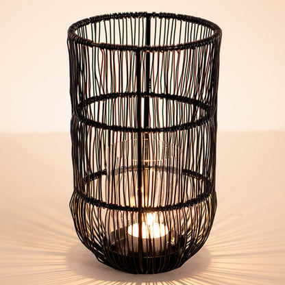 Windlicht Ø 13x23 cm zwart metaal