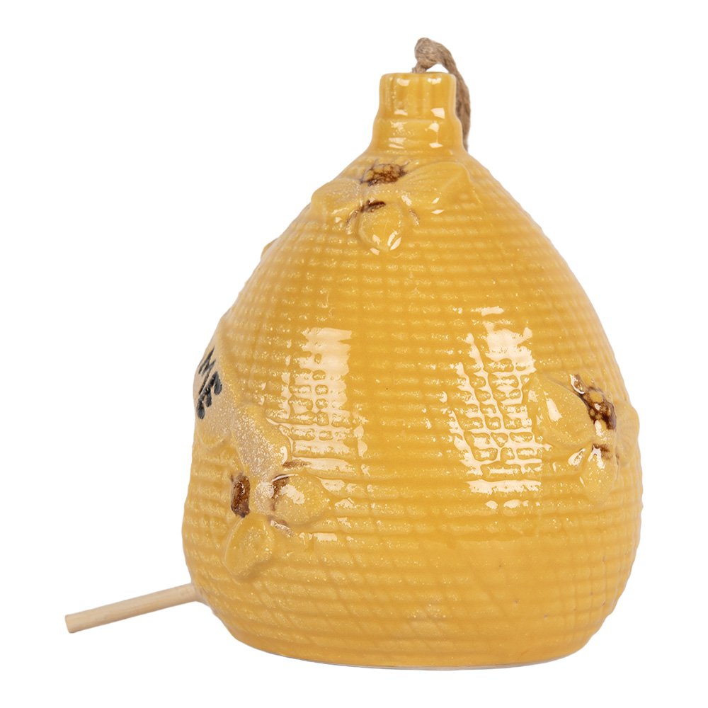 Vogelhuisje Ø 11x14 cm geel keramiek