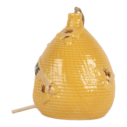 Vogelhuisje Ø 11x14 cm geel keramiek