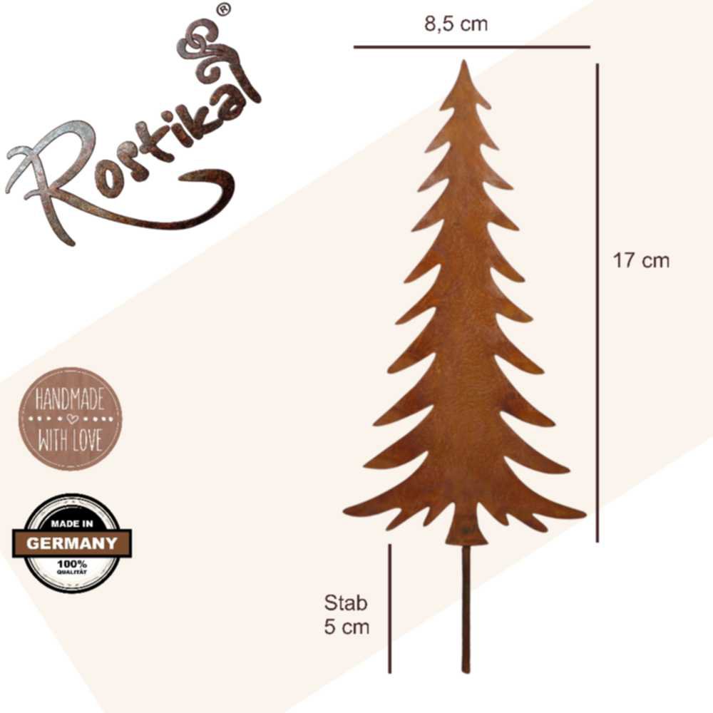 Kerstboom decoratie metaal roest 17 cm