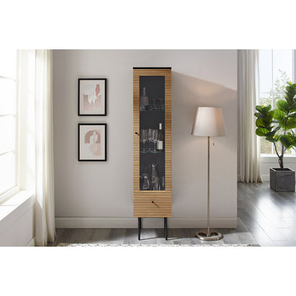 Vitrinekast 40x43x179 cm eikenfineer zwart