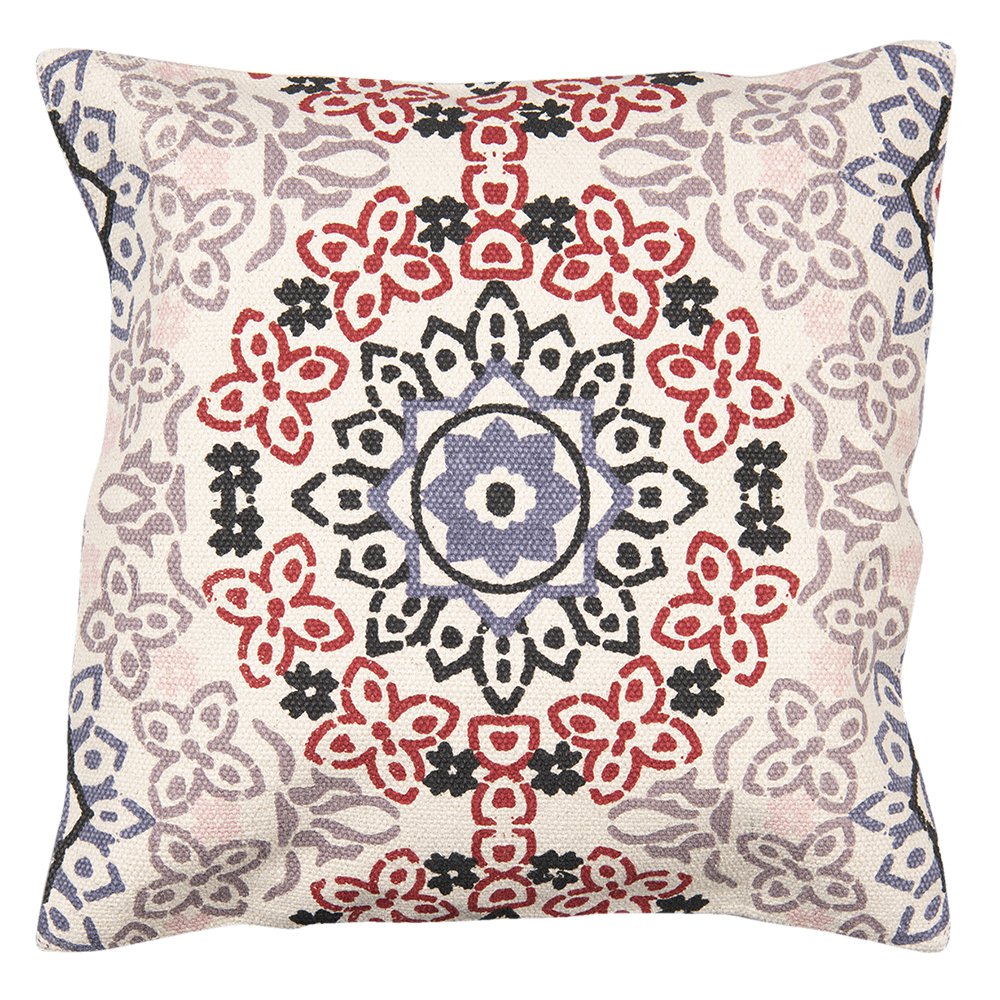 Kussenhoes 50x50 cm rood beige katoen