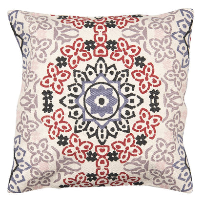 Kussenhoes 50x50 cm rood beige katoen