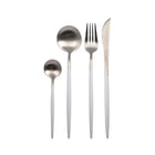 Housewife 24-Piece Silver and White Cutlery Set for Luxury Tables