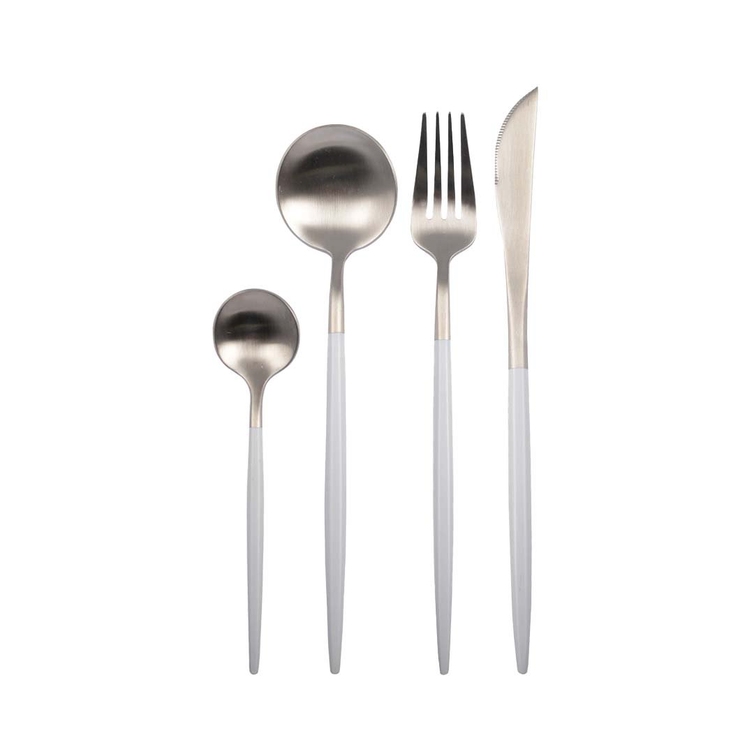 Bestekset 24 delig zilver wit