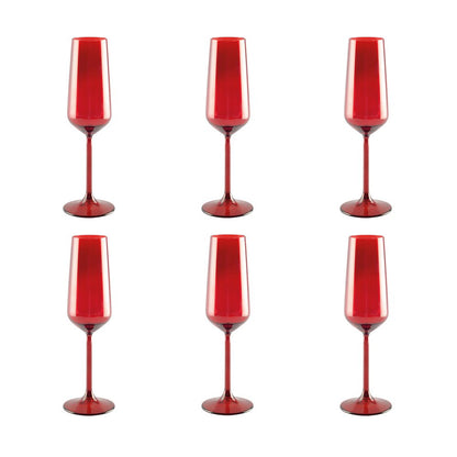 Champagne fluiten rood set van 6