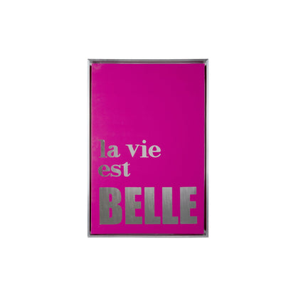 Wandkunst 40x60 cm canvas roze zilverfolie