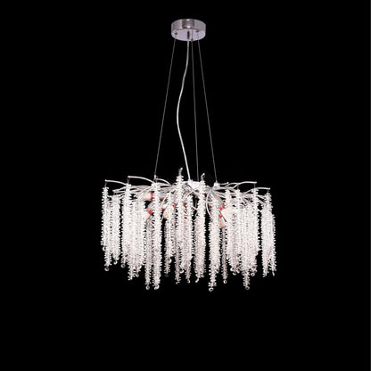Hanglamp zilver rond 60 cm kristal