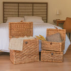 Wasmand waterhyacint met deksel 55x34x50 cm