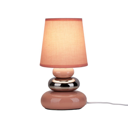 Ceramic Table Lamp "Stoney" Pink - Classical - Table Lamp - - Rose/Salmon - E14 - No information