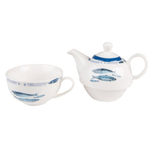 Theepot set 400 ml wit blauw keramiek