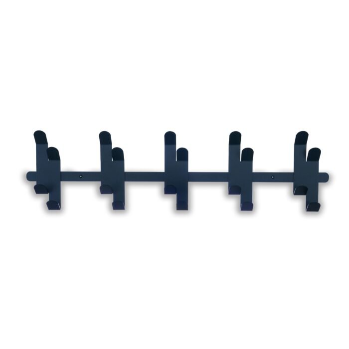 Wandkapstok 10 dubbele haken blauw