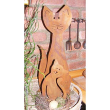 Kattenmoeder met kittens decoratie 50 cm roestpatina