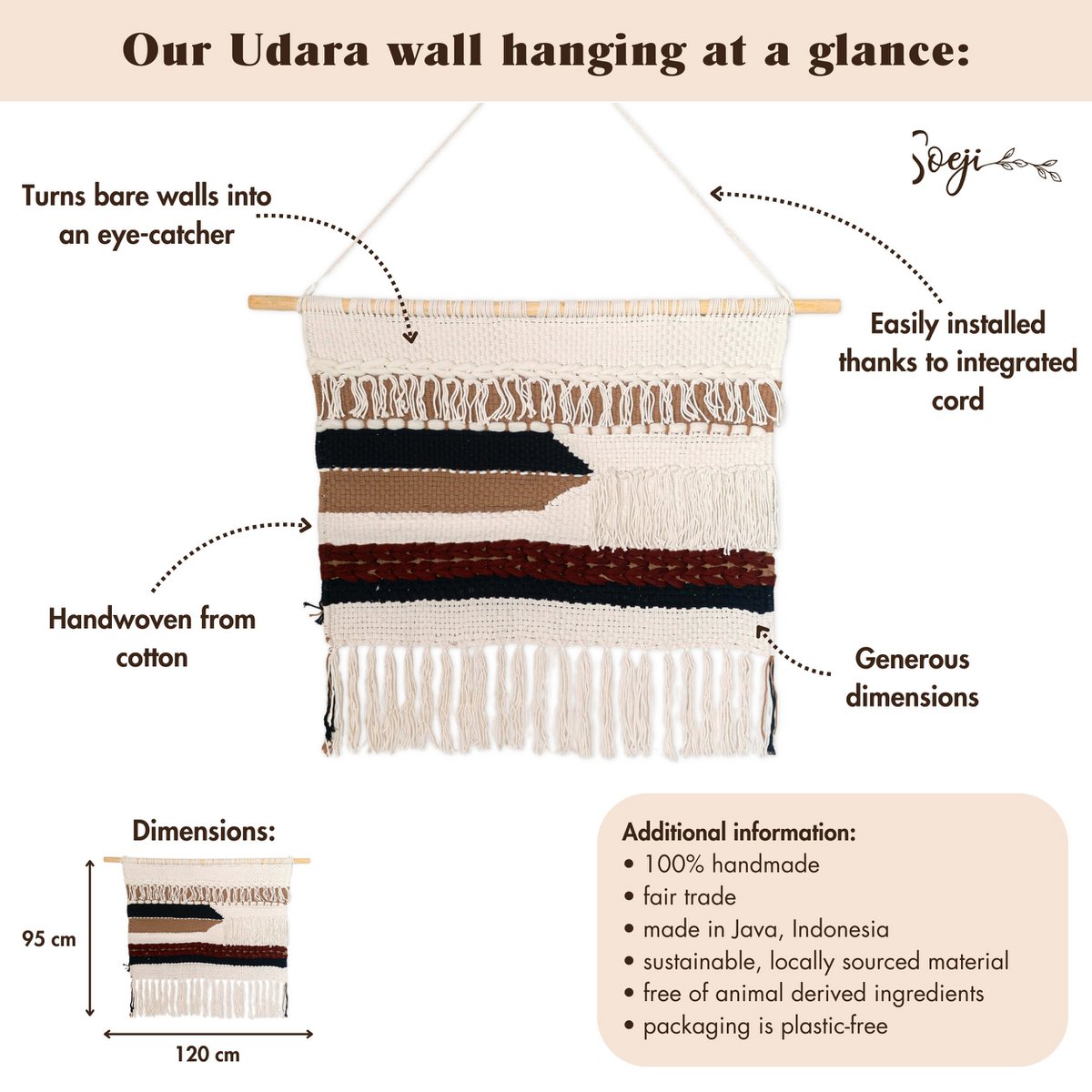 Grote Macrame Muurhangen Udara 120x95 Cm Boho Wanddecor
