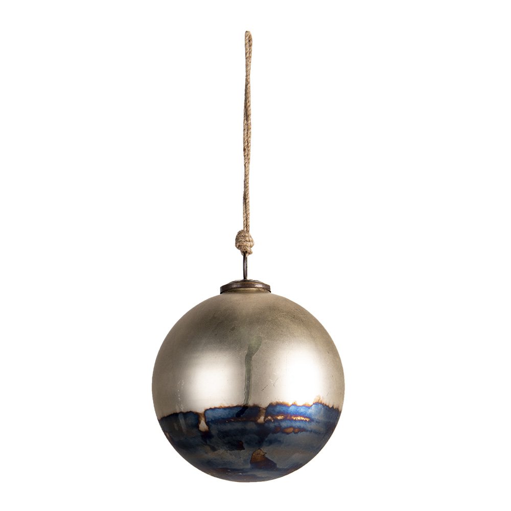 Kerstbal XL 17 cm goudkleurig zwart glas