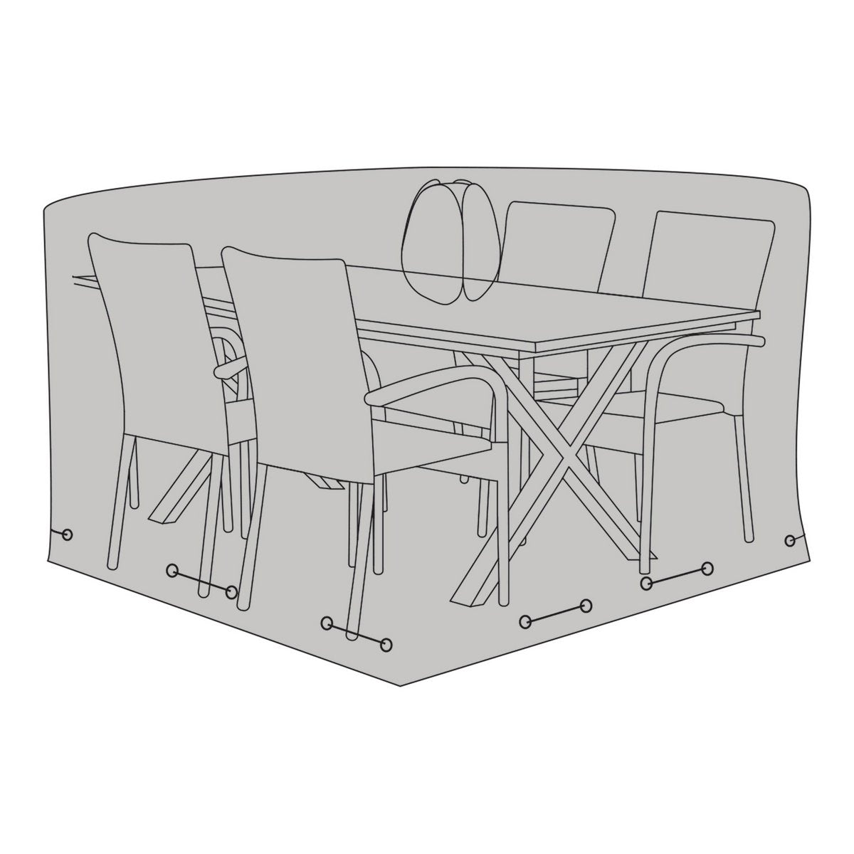 Tafel en stoelen hoes 180x155x95 cm zwart polyester