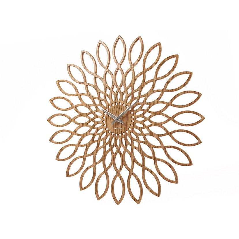 Wandklok MDF houtkleur zonnebloem