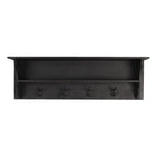 Wandkapstok 4 haken 90x18x29 cm zwart hout