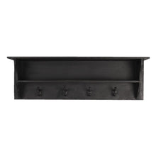 Wandkapstok 4 haken 90x18x29 cm zwart hout