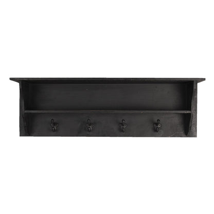 Wandkapstok 4 haken 90x18x29 cm zwart hout