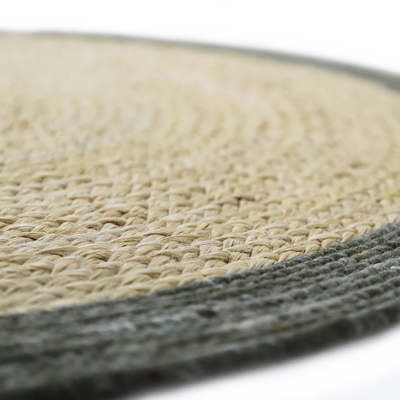 Vloerkleed jute wol Ø110 cm olijfgroen