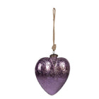 Kerstbal hart 9 cm paars glas