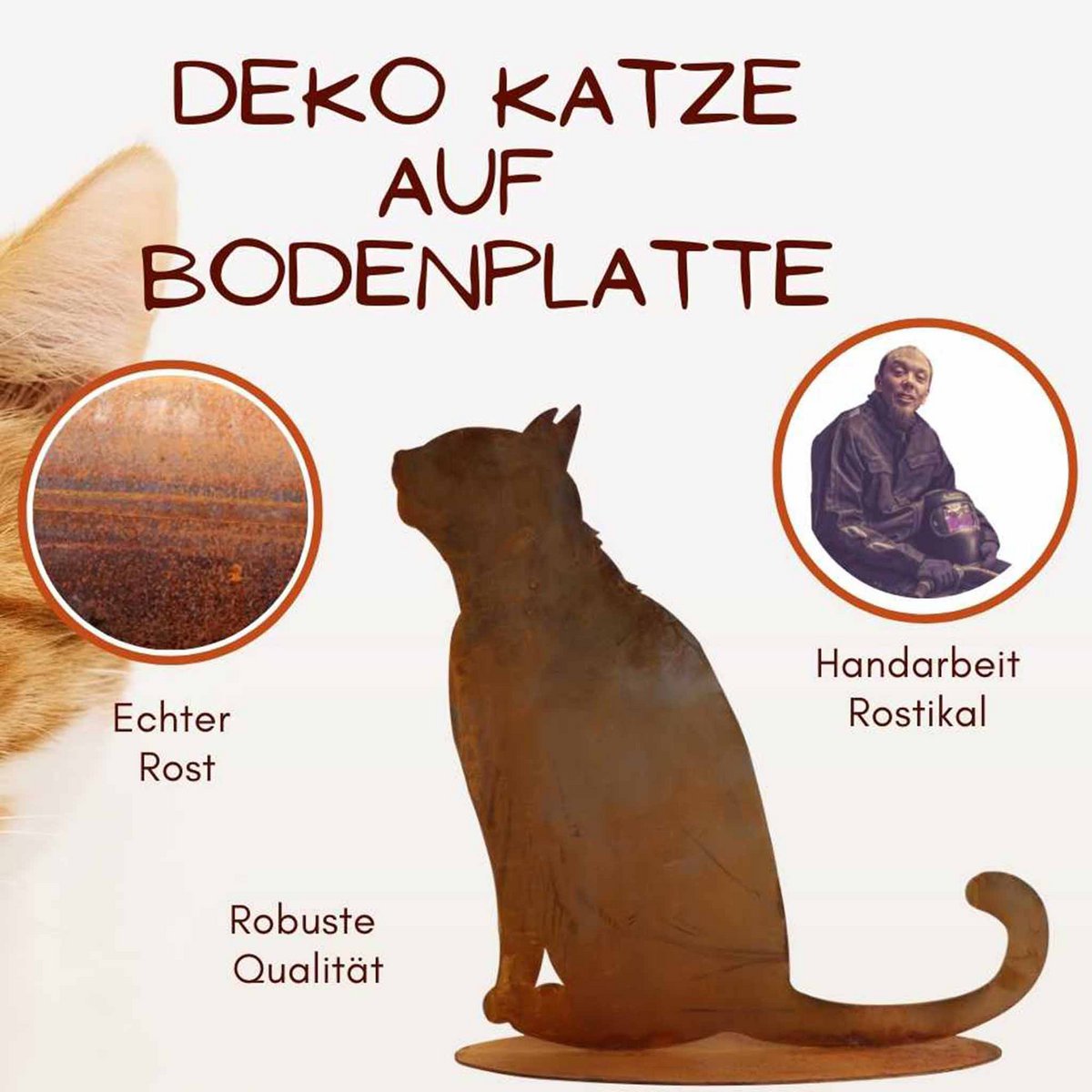 Metal decorative cat figurine with a patina finish