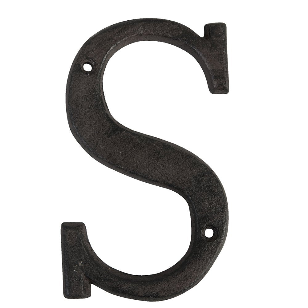 IJzeren letter S 13 cm bruin