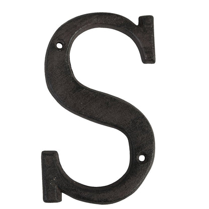 IJzeren letter S 13 cm bruin