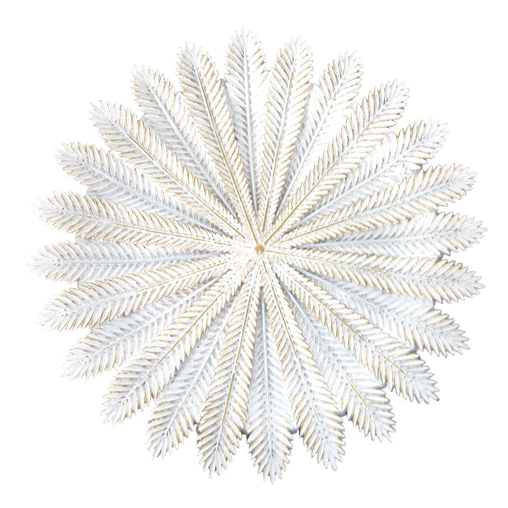 Decorative Dish Ø 25x1 cm white Gold-colored polyresin branches