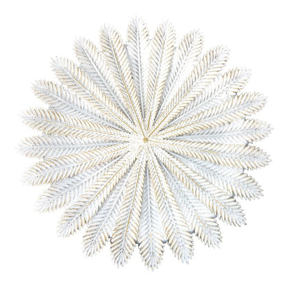 Decorative Dish Ø 25x1 cm white Gold-colored polyresin branches