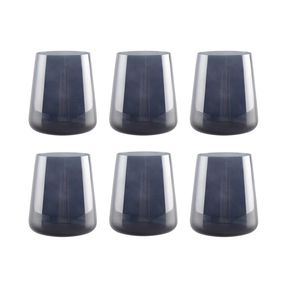 Waterglazen 6 stuks zwart 9x9x10 cm