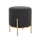 Poef Ø35x38 cm bouclé antraciet goud metaal
