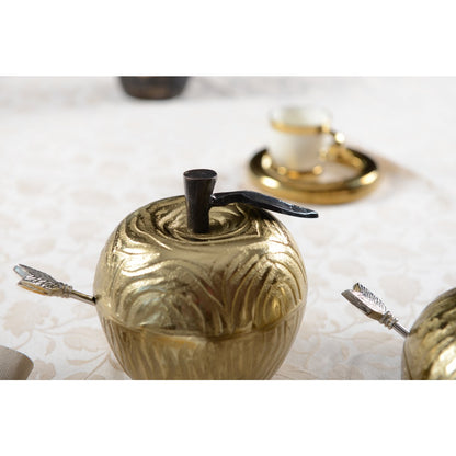 Suikerpot appelvorm goud metaal 13x17x15 cm