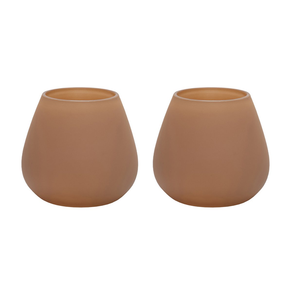 Waxinelichthouder set van 2 stuks matte sand glas