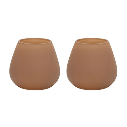 Waxinelichthouder set van 2 stuks matte sand glas