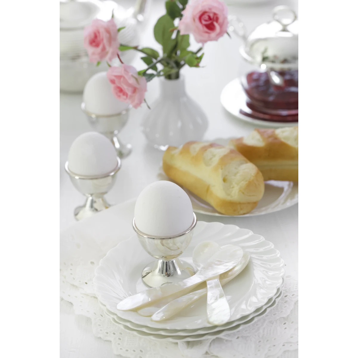 Eierdopjes set van 2 verzilverd 5 cm