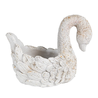 Bloempot Zwaan 19x11x15 cm Wit Steen