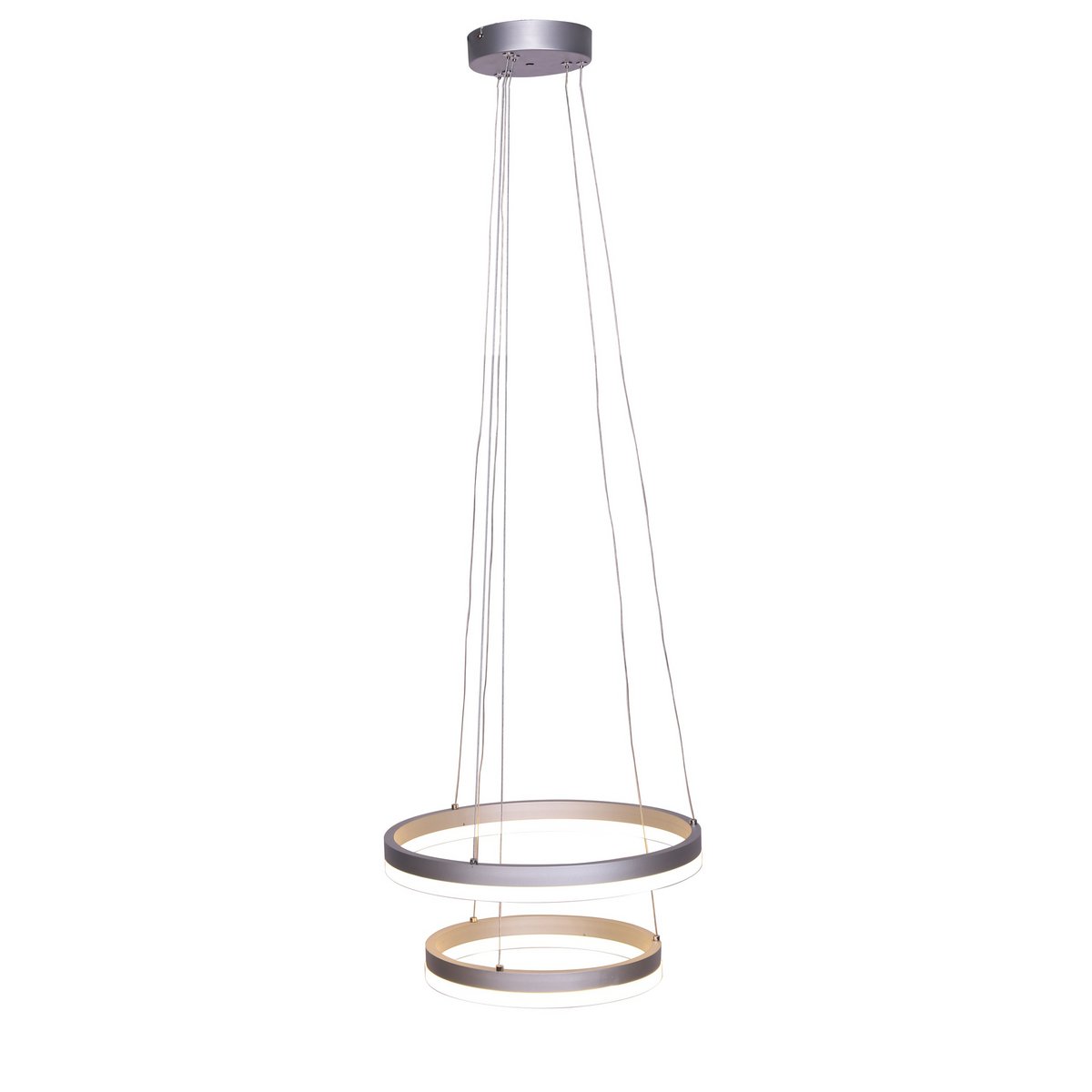 Hanglamp rond Ø 38 cm metaal acryl wit zilver