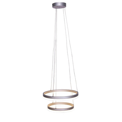 Hanglamp rond Ø 38 cm metaal acryl wit zilver