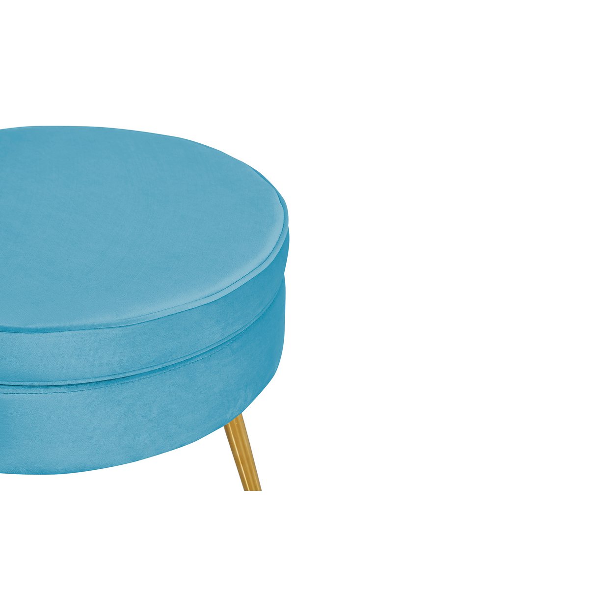 Round velvet pouf blue