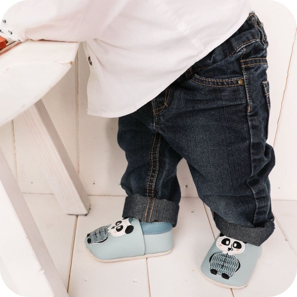 Babyslofjes leer suède zool