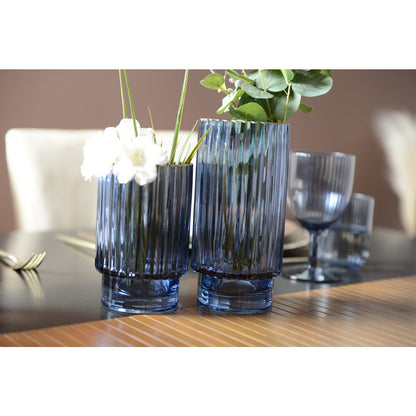 Vaas 15 cm blauw met gouden rand