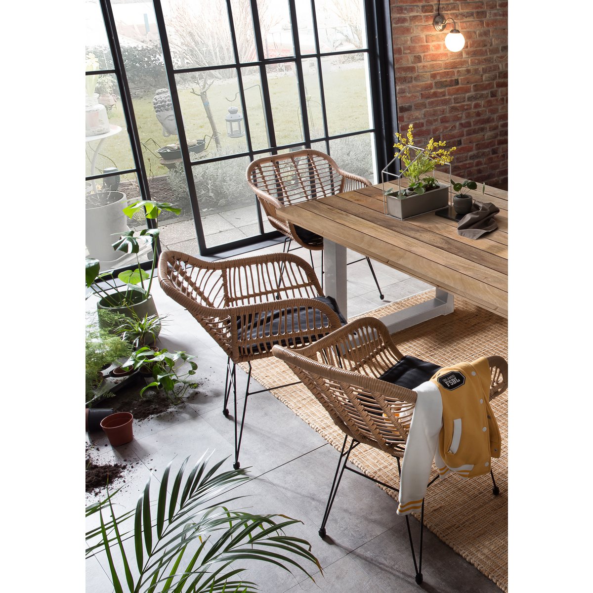 Eettafel mangohout 200x100 cm industrieel