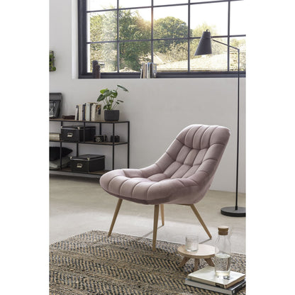Armchair XXL velvet pink metal wood-look