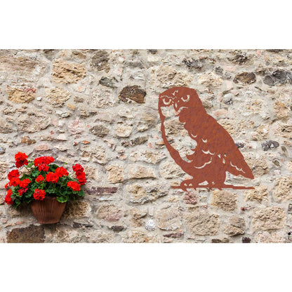 Wanddecoratie uil roestmetaal 40,6x50,9 cm