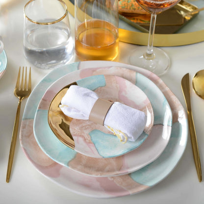 Servetringen faux leer beige set van 4