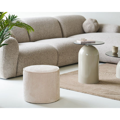 Taupo Pouffe, corduroy, beige, ø40x35 cm, HN1424