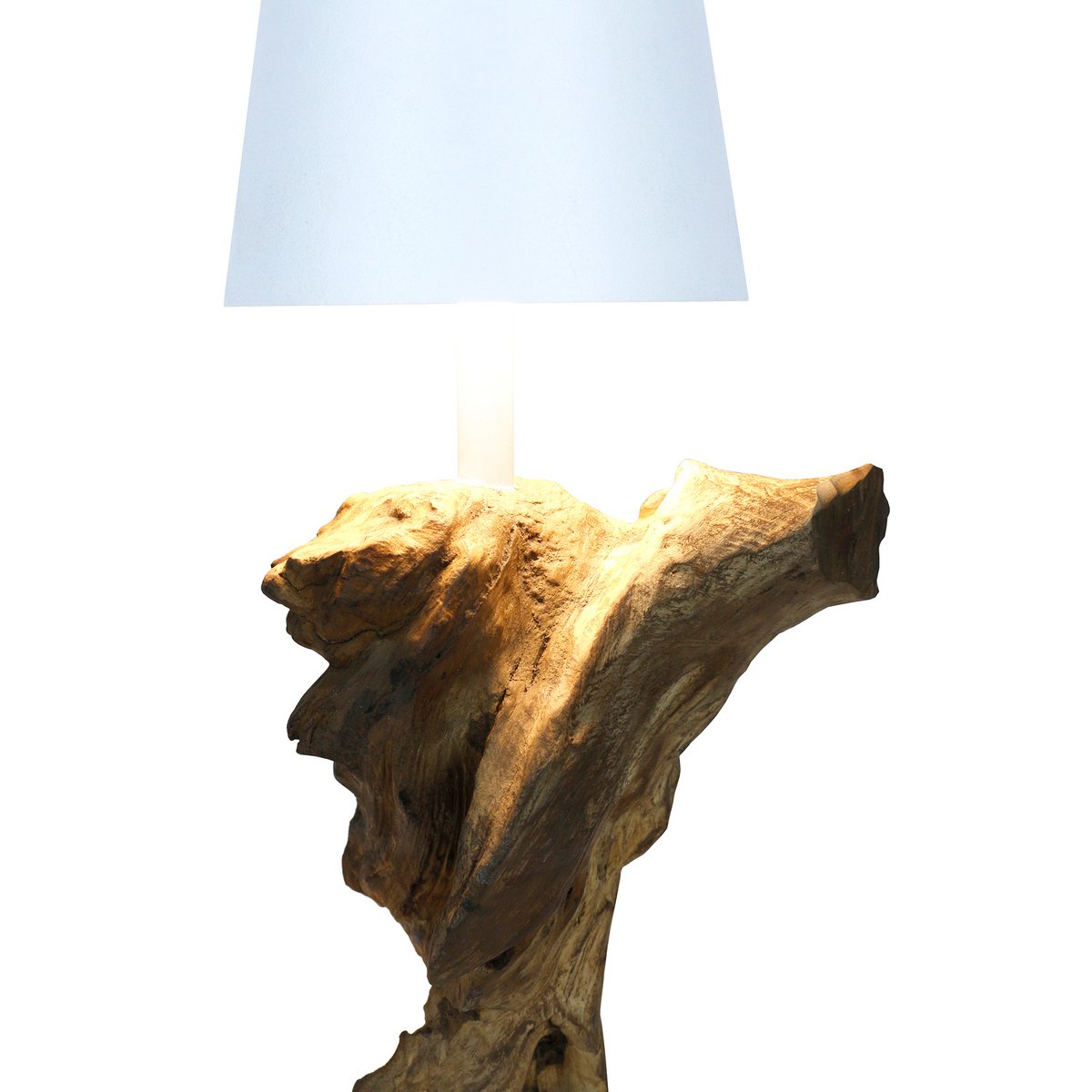 Tafellamp 29 cm naturel/wit LED batterij